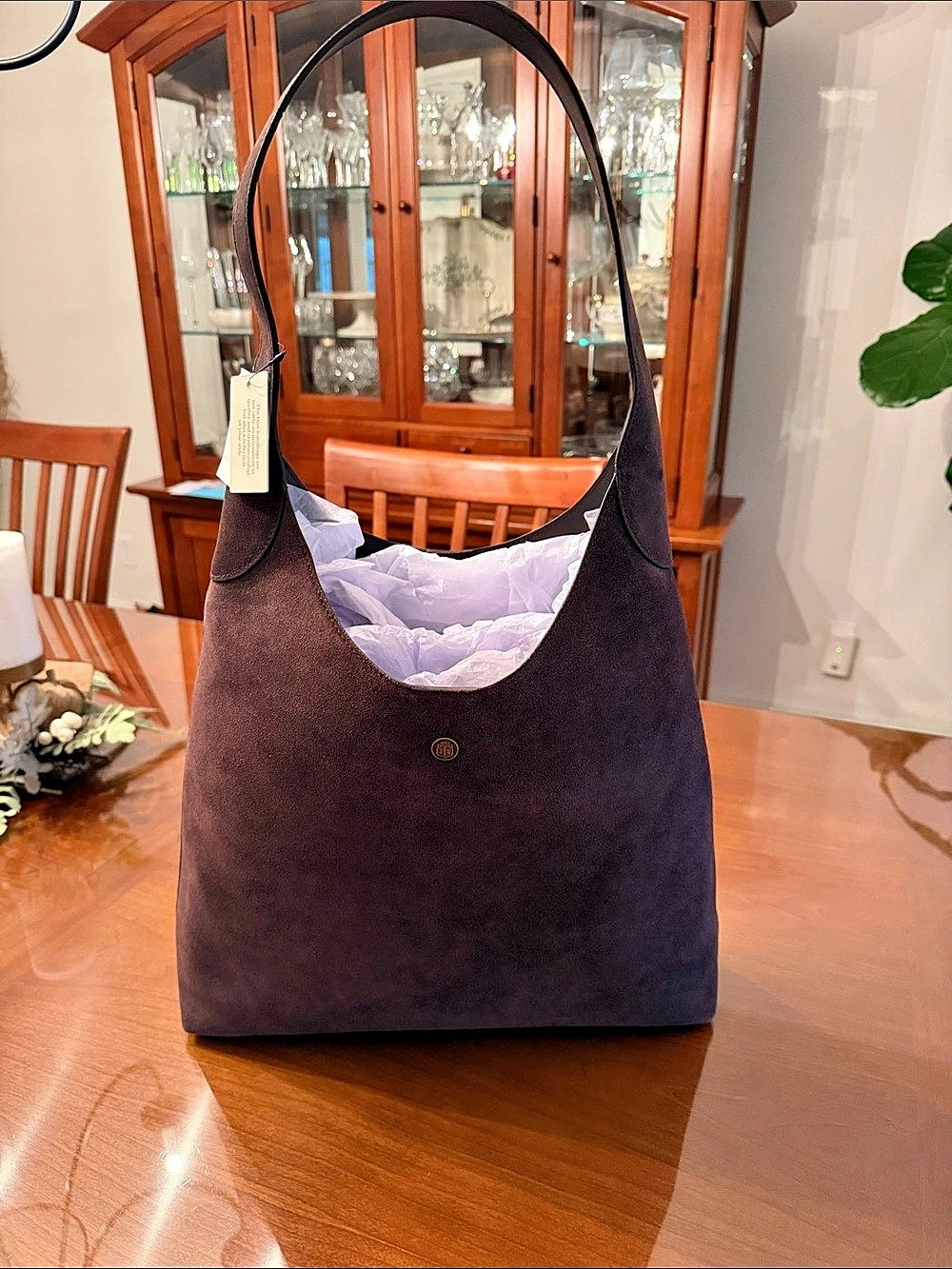 Talbots Large Shoulder Bag in Suede Brown